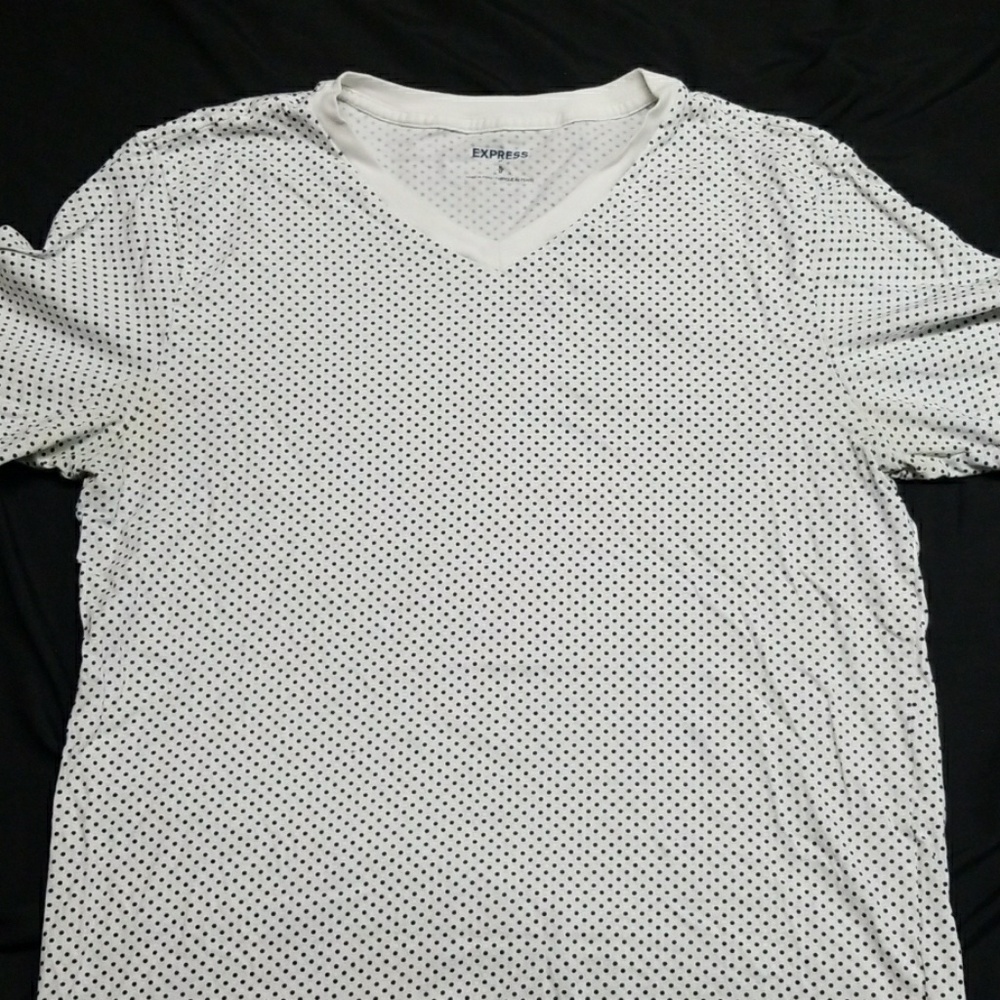 EXPRESS V-neck white with black polka dots Medium.